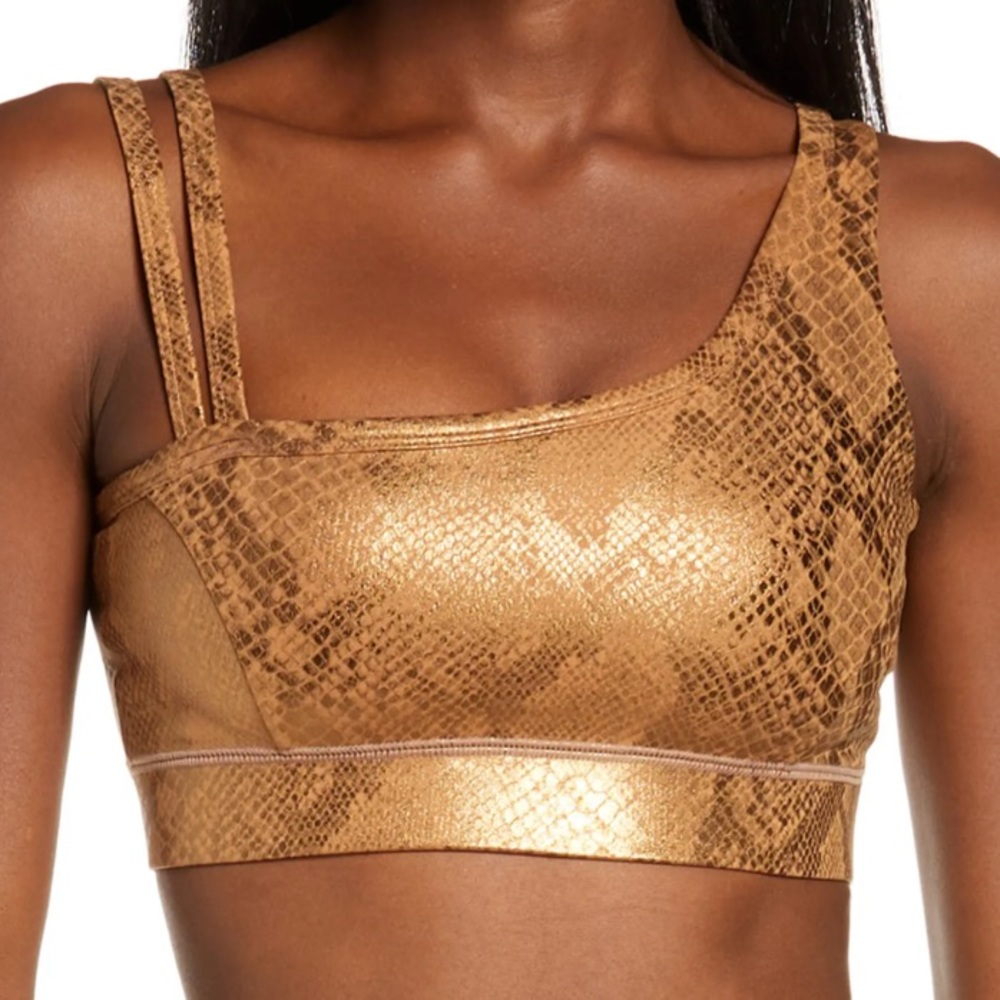 New IVL COLLECTIVE Bronzed Snakeskin Print Sports Bra